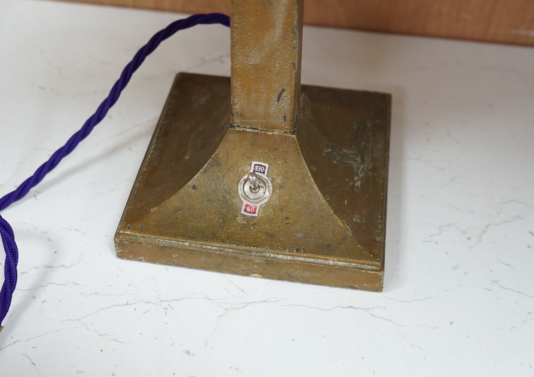 An Art Deco style metal desk lamp, 44cm high. Condition - fair.